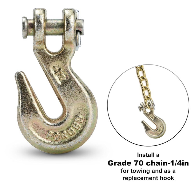 Htata Prep G70 1/4 Chain Hook Heavy Duty Clevis Grab Hook for 1/4 Inch Grade 70 Chain - for Trailer Truck Transport Yellow Chromate Finish (4Pack) - Image 4